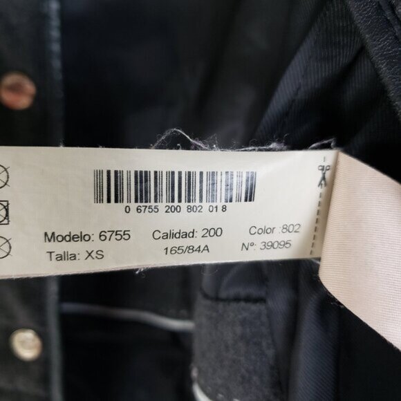 Massimo Dutti Puffer Vest Snap Buttons size XS Black/ Gray Leather Trim - Picture 14 of 15